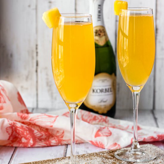 Tequila Peach Mimosa - Recipe photo by A Seasoned Greeting