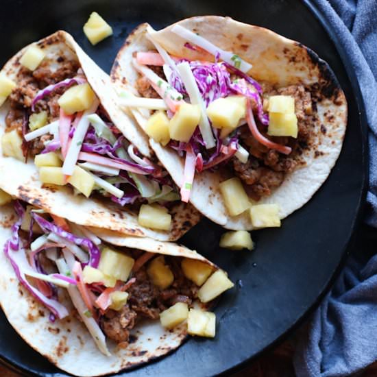 Spicy Chicken and Pineapple Tacos - Recipe photo by servingtonight