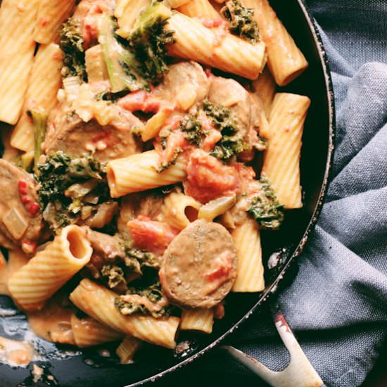 Creamy Cajun Sausage Pasta - Recipe photo by servingtonight