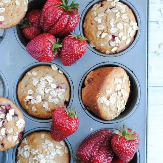 Strawberry Oat Muffins - Recipe photo by never any thyme