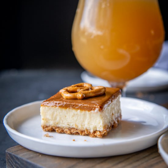 Dulce de Leche Beer Cheesecake Bars - Recipe photo by TheBeeroness