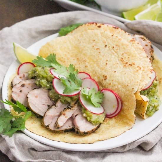 Pork Tenderloin Tacos & Salsa Verde - Recipe photo by fANNEtastic food