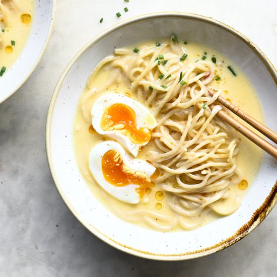 15 minute cheese ramen - Recipe photo by servingdumplings