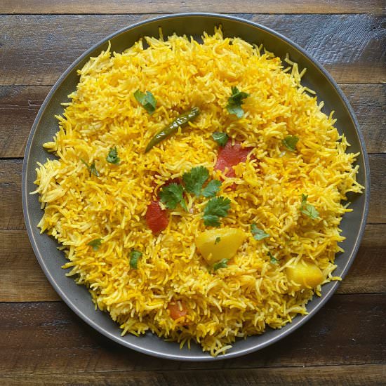 Tehari Rice - Recipe photo by MostlyMasala