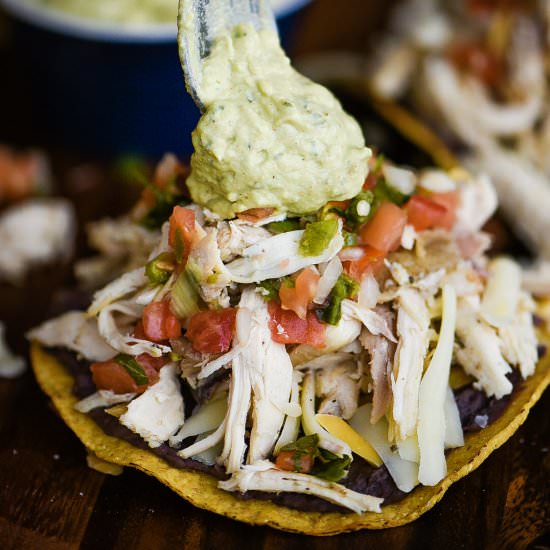 Shredded Chicken Tostadas - Recipe photo by dudethatcookz