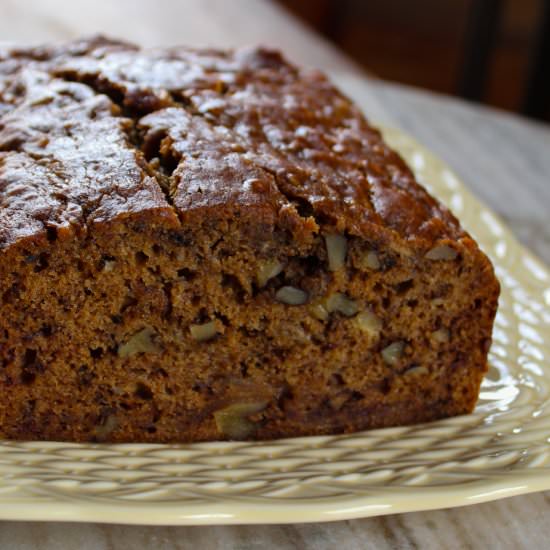 Banana Date-Walnut Bread - Recipe photo by vegancabinlife