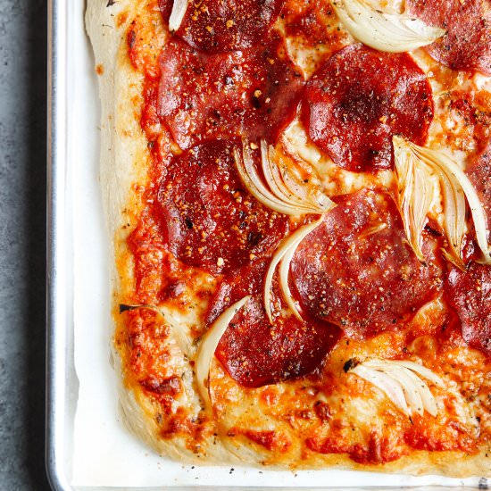 Rustic Sheet Pan Pizza - Recipe photo by Garden in the kitchen