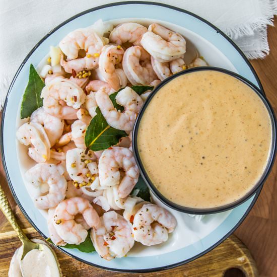 Pickled Shrimp with Comeback Sauce - Recipe photo by apleasantlittlekitchen