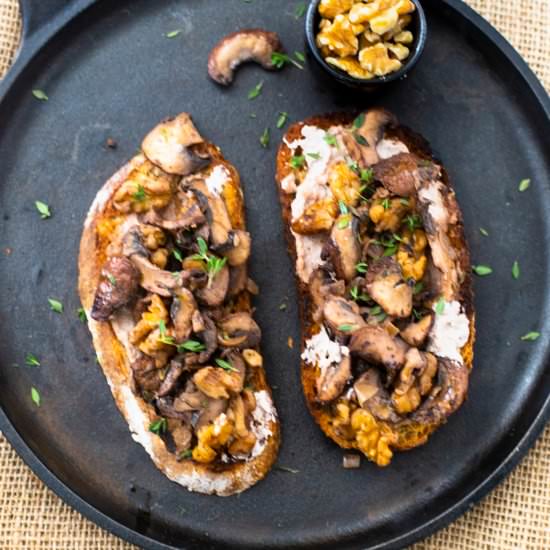Creamy Walnut Thyme Mushroom Toast - Recipe photo by trafficlightcook