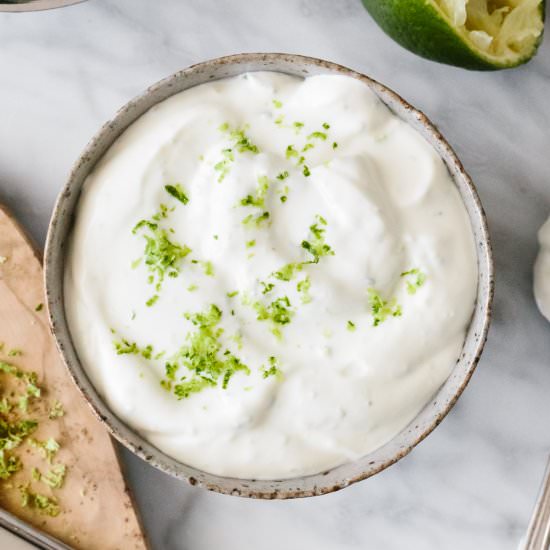 Lime Crema - Recipe photo by Downshiftology