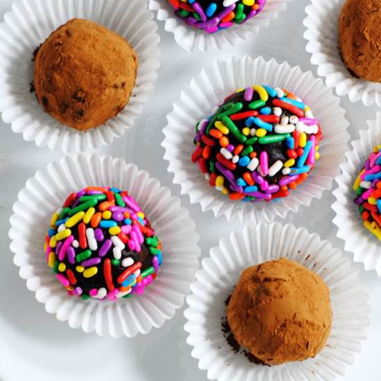 Brigadeiros - Recipe photo by white plate blank slate