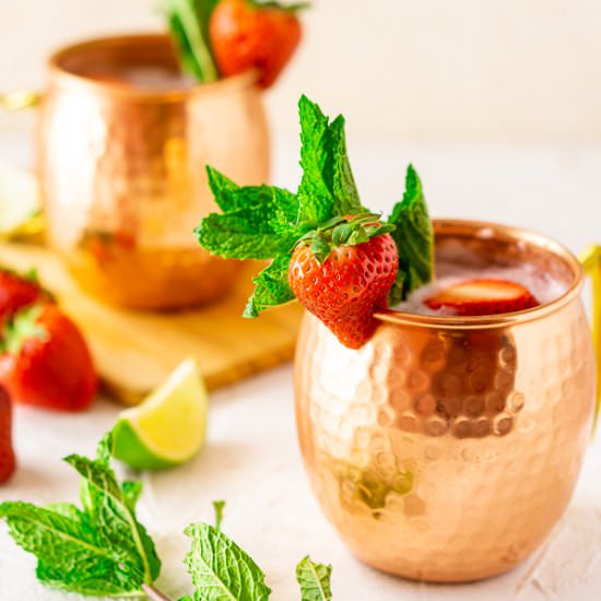 Strawberry-Mint Moscow Mule - Recipe photo by Burrata and Bubbles