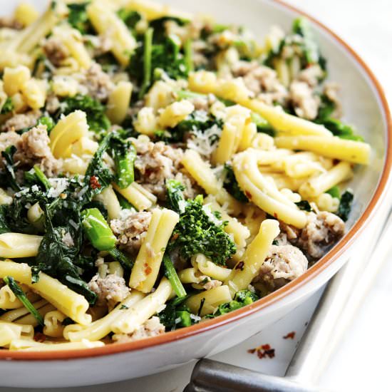 Broccoli Rabe and Sausage Pasta - Recipe photo by PinchandSwirl
