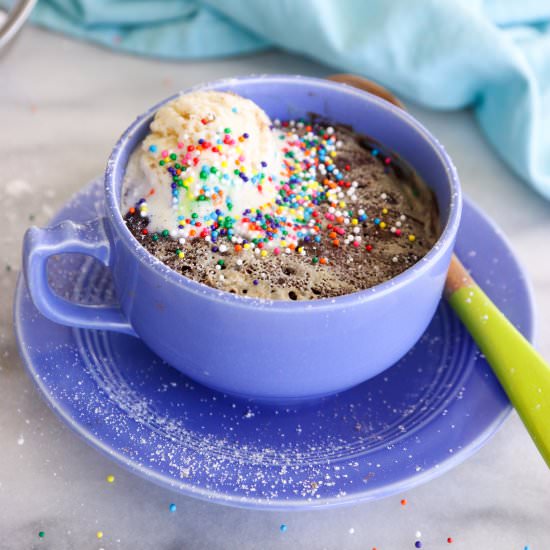 Cardamom Tahini Brownie in a Mug - Recipe photo by WhatJewWannaEat