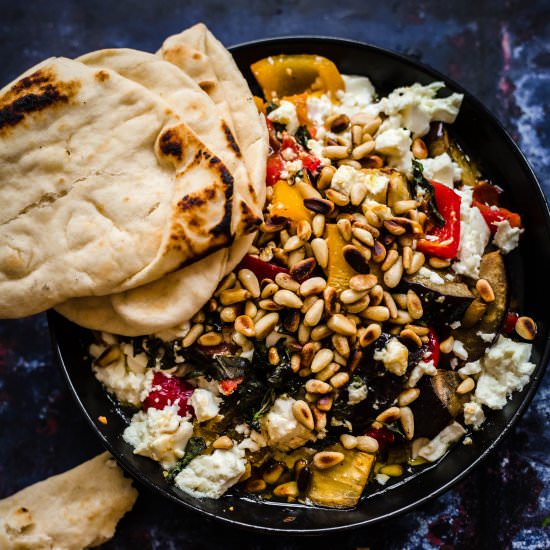 Roast vegetables with feta and pin - Recipe photo by tiffinandteaofficial