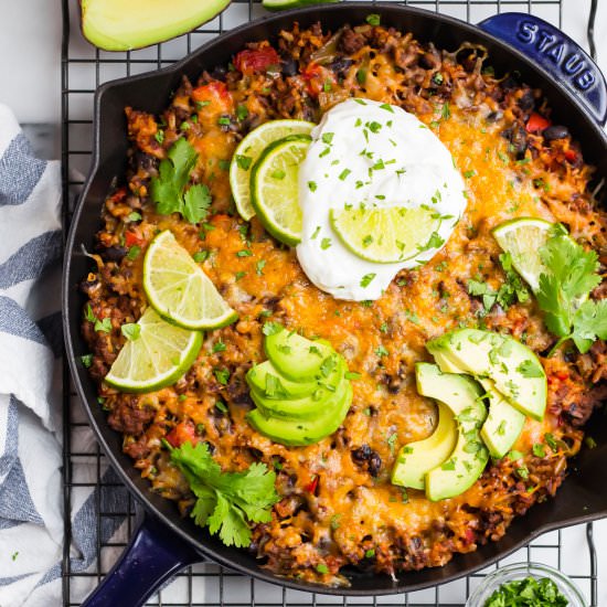 Healthy Beef Taco Skillet - Recipe photo by wellplated