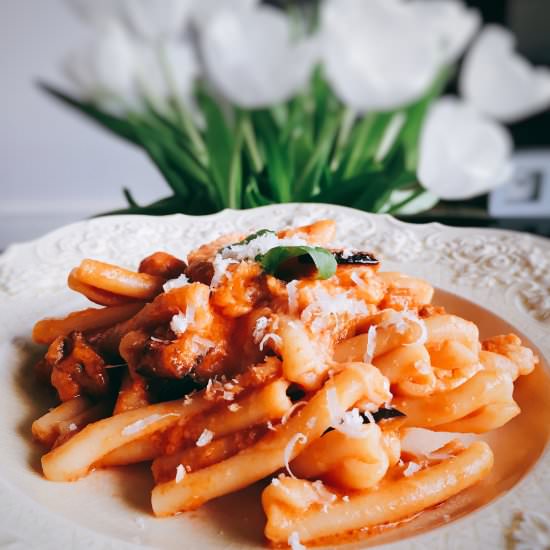Pasta with fried eggplants - Recipe photo by myfoodmemoirs