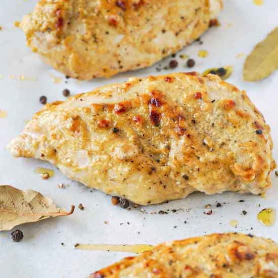 Brined and baked mustard chicken - Recipe photo by HereToCook