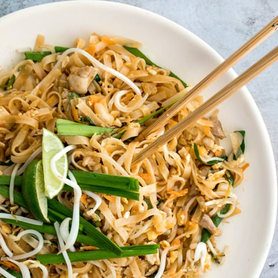 10-Minute Chicken Pad Thai - Recipe photo by aheadofthyme