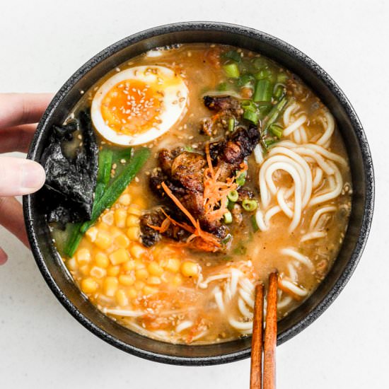 Healthy Miso Ramen with Chicken - Recipe photo by aheadofthyme
