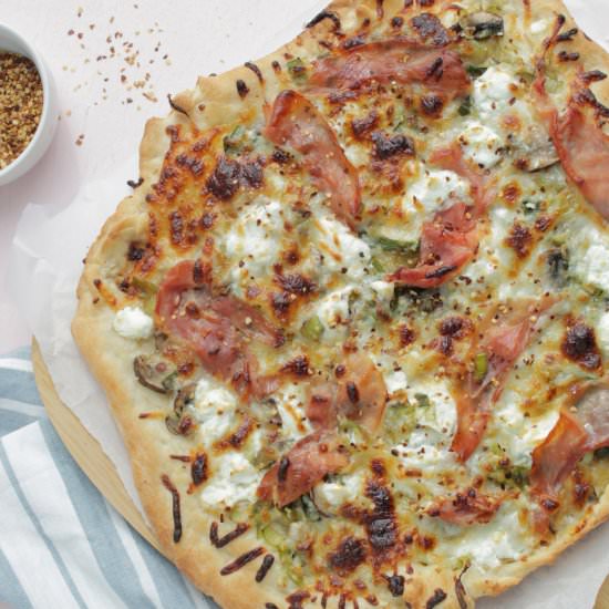 Mushroom, Leek, & Prosciutto Pizza - Recipe photo by homebodyeats