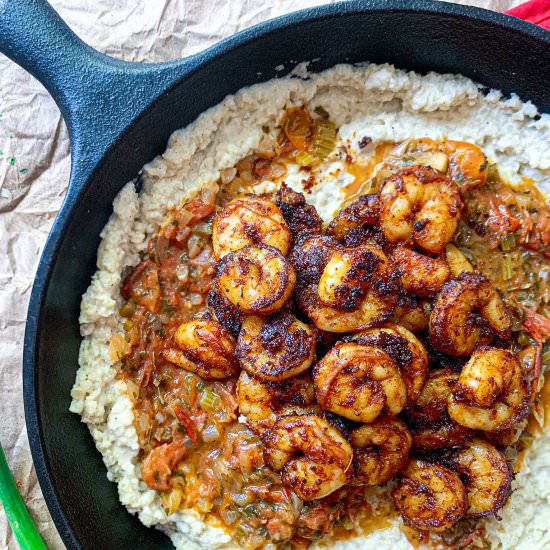 Cajun Shrimp and Cauliflower Grits - Recipe photo by girlaboutgreens