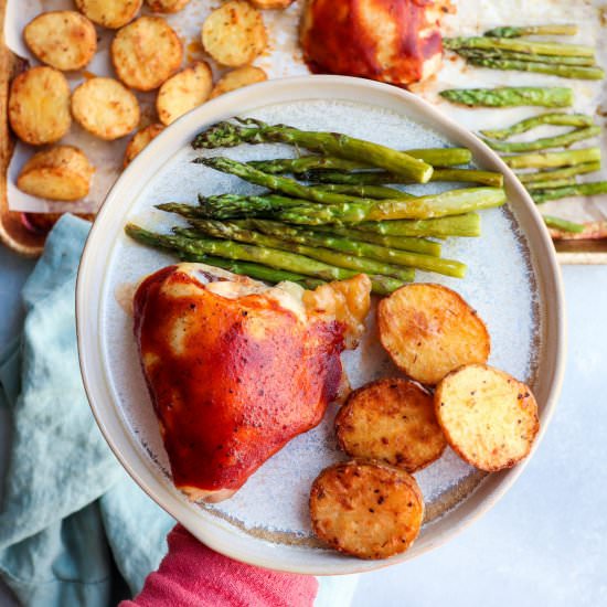sheet pan bbq chicken meal - Recipe photo by Caits Plate