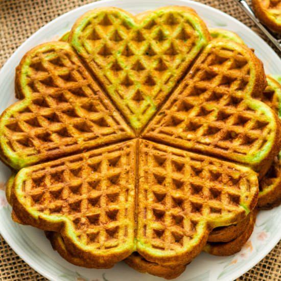 Coconut Pandan Waffles - Recipe photo by WokandKin