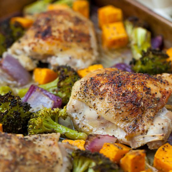 Sheet Pan Chicken Thighs Dinner - Recipe photo by thymeandjoy
