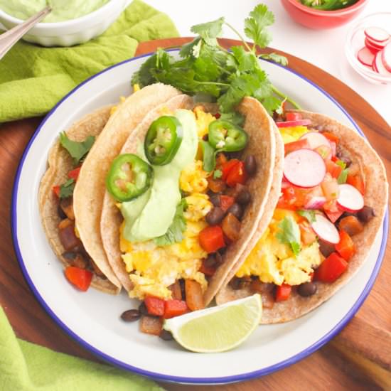 Breakfast Tacos with Avocado Crema - Recipe photo by fANNEtastic food