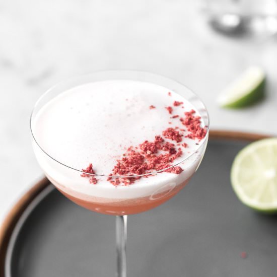 strawberry ginger mezcal sour - Recipe photo by withspice