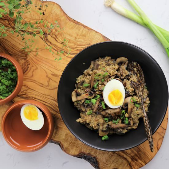 Savory mushroom oat risotto - Recipe photo by Lime Thyme
