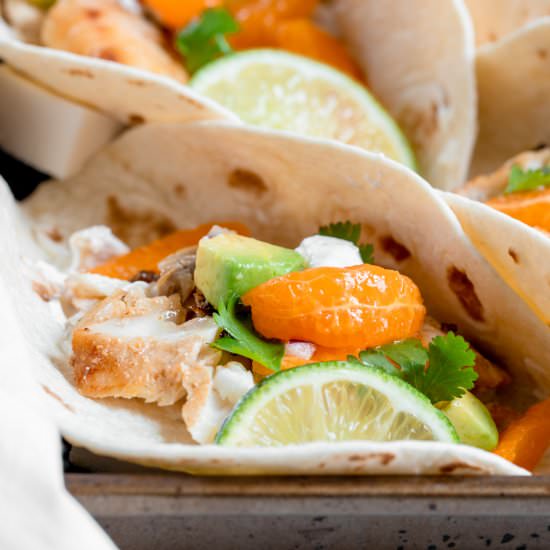 Fish Tacos with Clementine Salsa - Recipe photo by SprinklesandSeaSalt