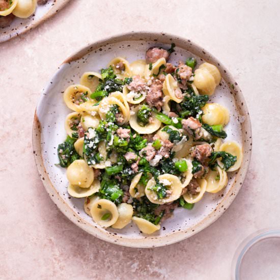 Pasta with Sausage & Broccoli Rabe - Recipe photo by My Three Seasons