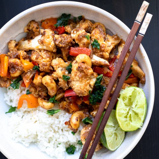 Kung Pao Caulfilower - Recipe photo by HomeCookedRoots