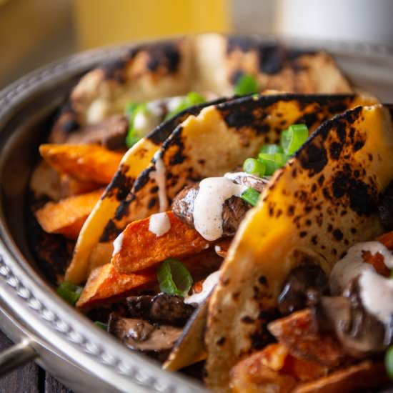 Crispy Sweet Potato and Mushroom - Recipe photo by TheBeeroness