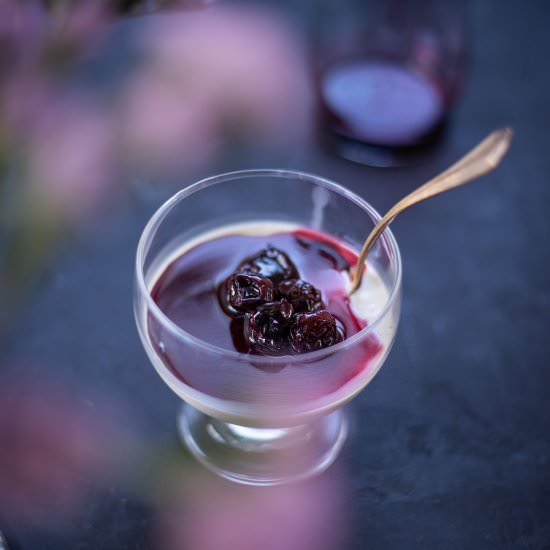 Cherry Panna Cotta - Recipe photo by afavoredlife