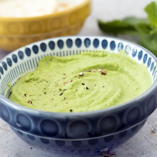 Pea and mint dip - Recipe photo by Mandy Sneaky Veg