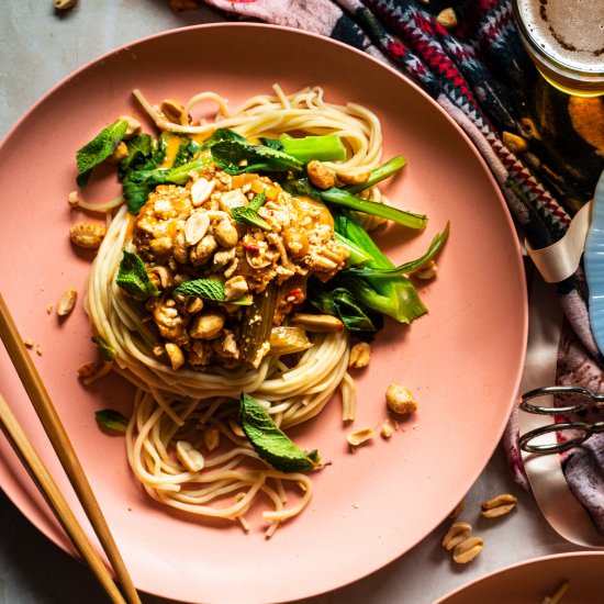Sambal Peanut Tofu Noodles - Recipe photo by rhubarbandcod