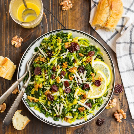 Kale and Brussels Sprouts Salad - Recipe photo by wellplated