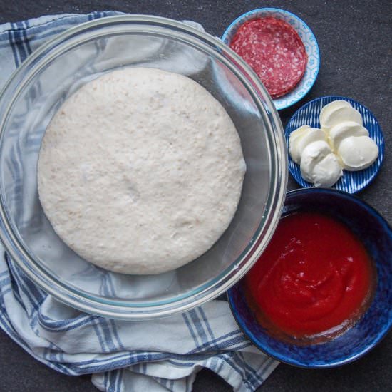 Sourdough pizza dough - Recipe photo by carolinescooking