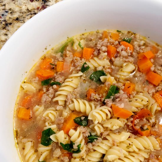 Italian Sausage and Pasta Soup - Recipe photo by return to the kitchen