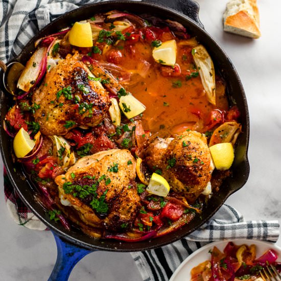 Skillet Chicken with Tomatoes - Recipe photo by American Home Cook