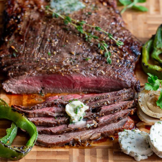 Marinated Grilled Flank Steaks - Recipe photo by Healthy World Cuisine