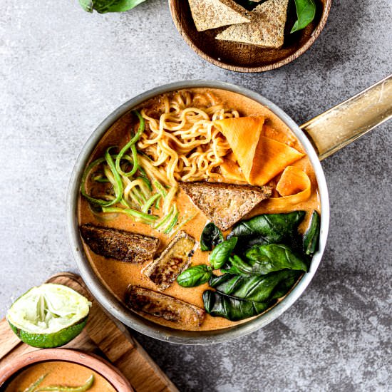 Thai Peanut Ramen + Zoodles + Tofu - Recipe photo by olivesintheoven