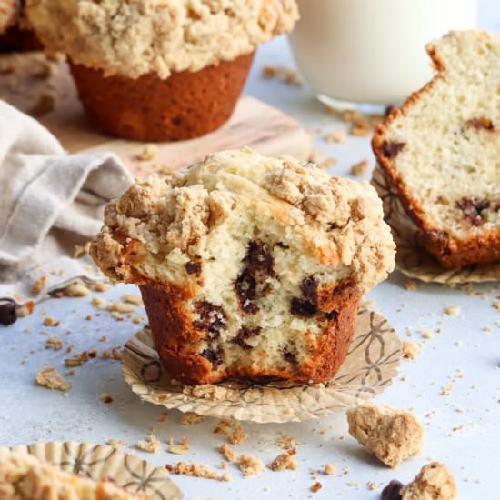 bakery style chocolate chip muffins - Recipe photo by Caits Plate