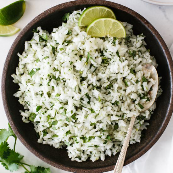 Cilantro Lime Rice - Recipe photo by Downshiftology