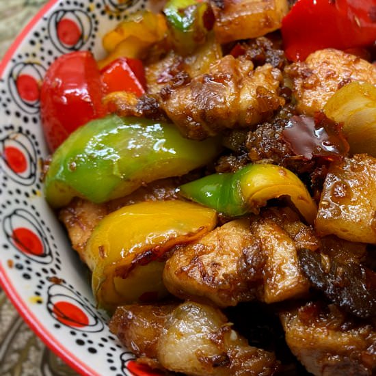 Chilli bean pork with peppers - Recipe photo by manishbhalla