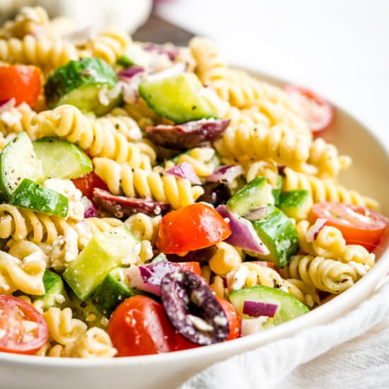 Greek Pasta Salad Recipe - Recipe photo by TheDeliciousSpoon