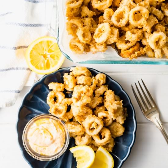 Calamari Fritti - Recipe photo by TheDeliciousSpoon
